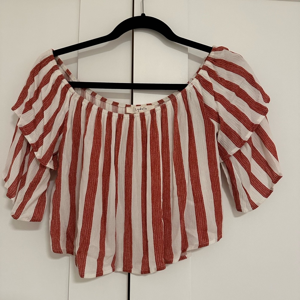 Lydelle Striped Off the Shoulder Crop Top
